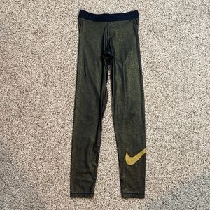 Nike Gold Glitter and Black Leggings